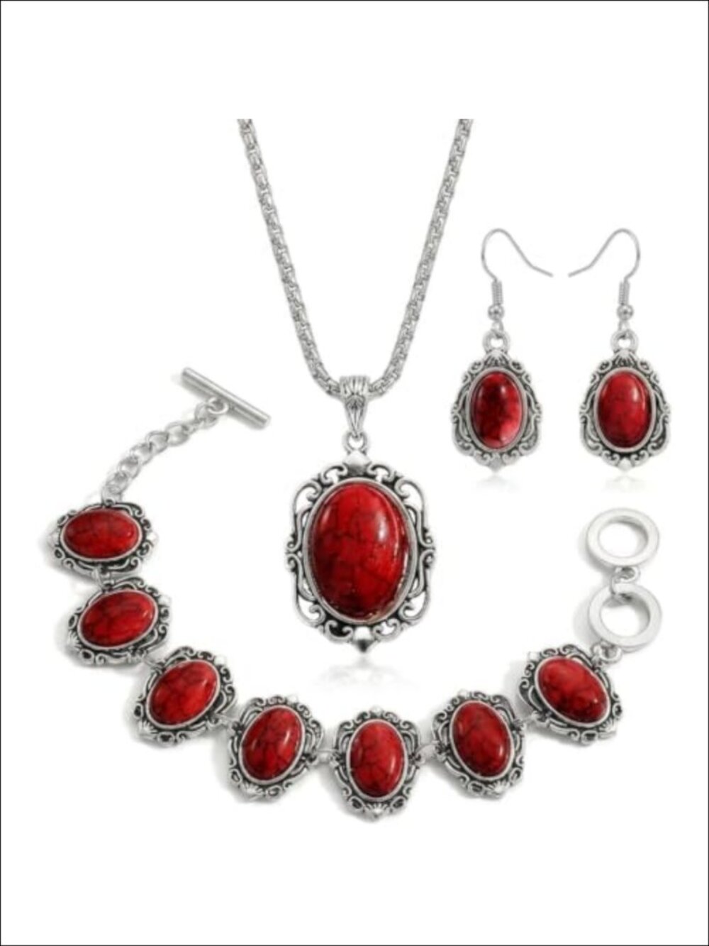3-Piece Western Jewelry Set Necklace Bracelet Earrings Boho